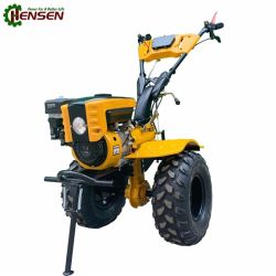 7hp gear driven gasoline mini tiller with light cover and big ATV wheels